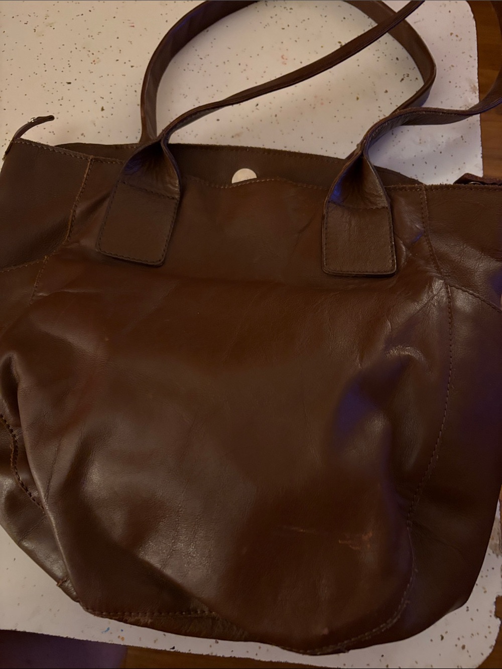 Nuovedive Classic Brown Leather Tote Bag - Women